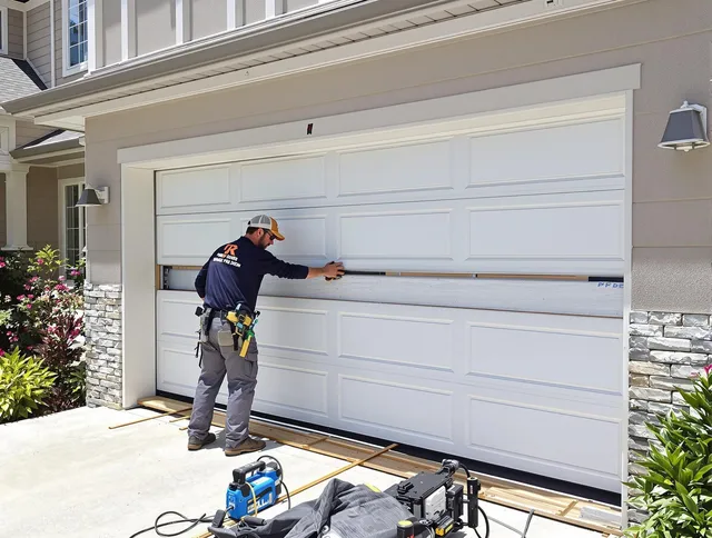 Shaker Heights Garage Door Repair team performing complete garage door replacement at Shaker Heights residence