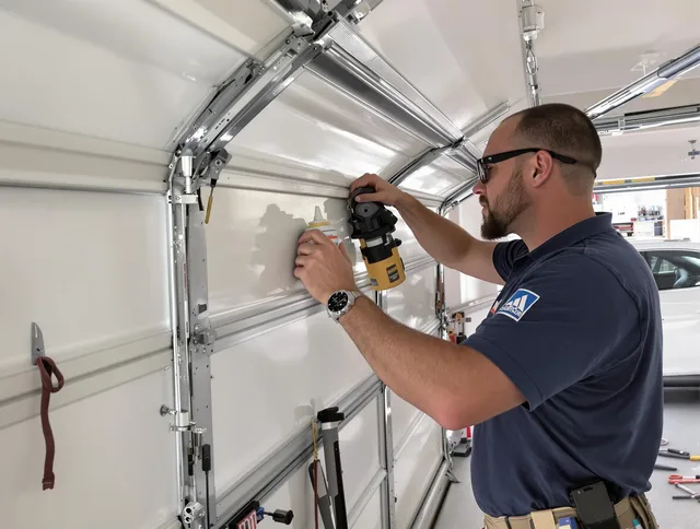 Shaker Heights Garage Door Repair technician quieting a noisy garage door in Shaker Heights
